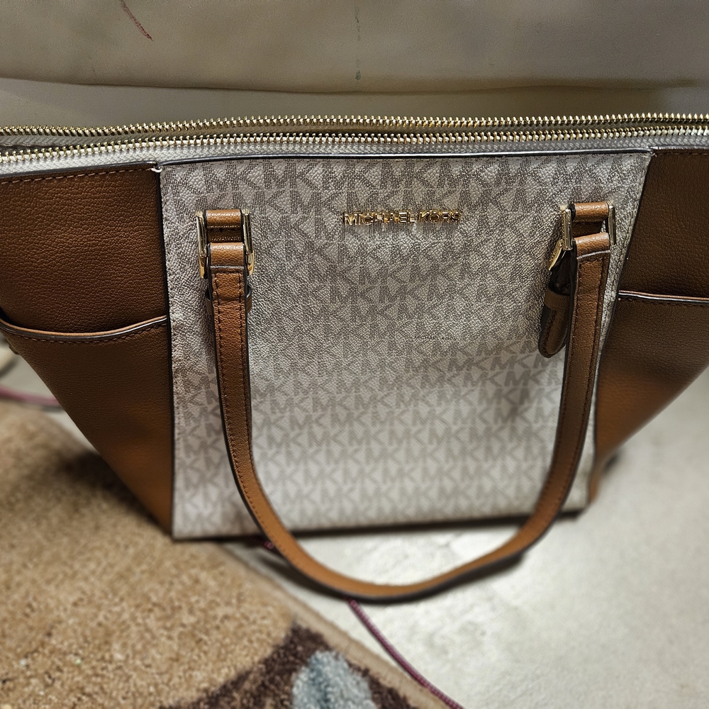 Michael Kors Brown and Logo Canvas Tote Bag